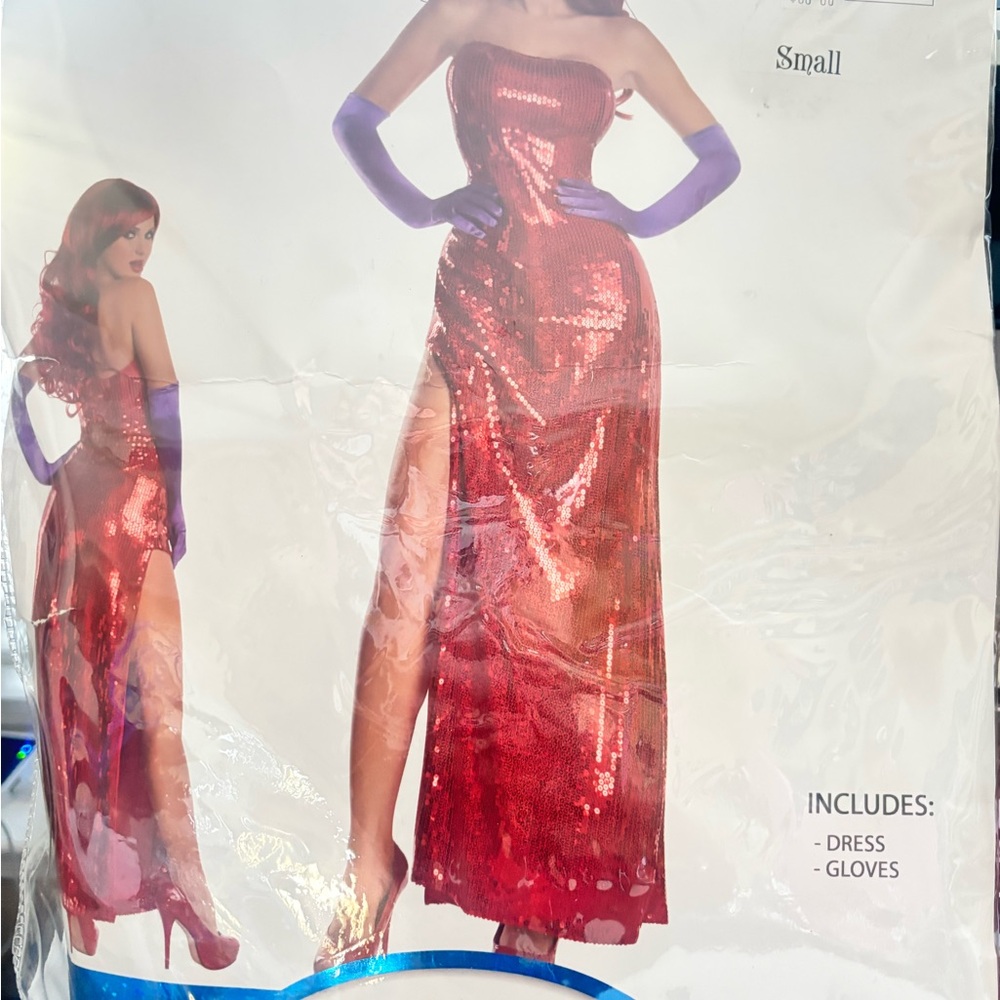 Red Sequin Dress with Gloves